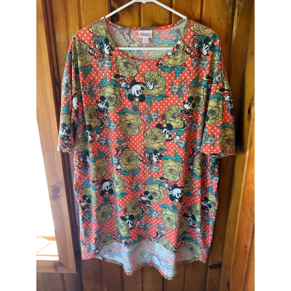 LuLaRoe Disney Mickey Mouse Floral Print Irma  Cute Oversized Size M‎